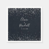 Silver Confetti Calligraphy Wedding Napkins Servet (Voorkant)