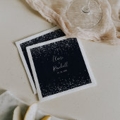 Silver Confetti Calligraphy Wedding Napkins Servet