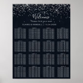 Silver Confetti Calligraphy Wedding Seating Chart Poster (Voorkant)
