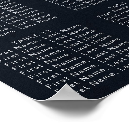 Silver Confetti Calligraphy Wedding Seating Chart Poster (Hoek)