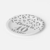 Silver Confetti Cheers tot 40 jaar verjaardag Papieren Bordje (Gekanteld)