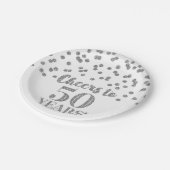Silver Confetti Cheers tot 50 jaar verjaardag Papieren Bordje (Gekanteld)