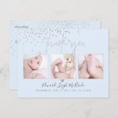 Silver Confetti Chic Signature Script Bedankt Briefkaart (Voorkant / Achterkant)