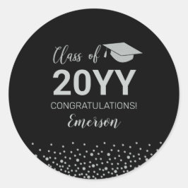 Silver Confetti Class 2022 Graduation Party Favor Ronde Sticker