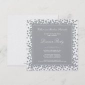 Silver Confetti Dinner Party Invitation Kaart (Voorkant / Achterkant)