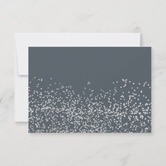 Silver confetti dusty blue typografie bedankt kaart (Achterkant)