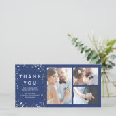 Silver Confetti Elegant Navy Wedding Bedankt (Staand voorkant)
