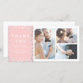 Silver Confetti Elegant Roze bruiloft Dank u Bedankkaart (Voorkant / Achterkant)