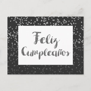 Silver Confetti en Glitter Feliz Cumpleanos Briefkaart