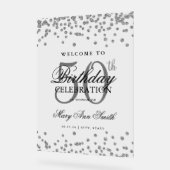 Silver Confetti Glitter 50e verjaardag Welkom Acryl Bord (Hoek)