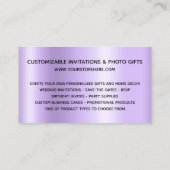 Silver Confetti Glitter Lavender Gradient Visitekaartje (Achterkant)