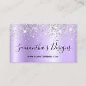 Silver Confetti Glitter Lavender Gradient Visitekaartje (Voorkant)