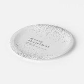 Silver Confetti Glitter Name Merry Kerstry Papieren Bordje (Gekanteld)