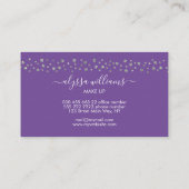 Silver Confetti Glitter Paars Modern Script Visitekaartje (Achterkant)