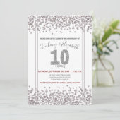 Silver Confetti Glitter-Style 10e Jubileum Kaart (Staand voorkant)