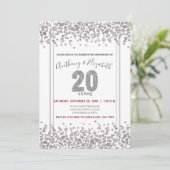 Silver Confetti Glitter-Style 20e Jubileum Kaart (Staand voorkant)