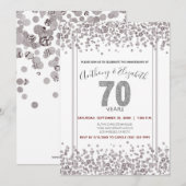 Silver Confetti Glitter-Style 70e Jubileum Kaart (Voorkant / Achterkant)