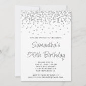 Silver Confetti Glitter Wit 50e Verjaardag Kaart (Voorkant)