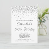 Silver Confetti Glitter Wit 50e Verjaardag Kaart (Staand voorkant)