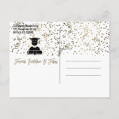 Silver Confetti Graduparty sparen de Datum Aankondigingskaart (Achterkant)