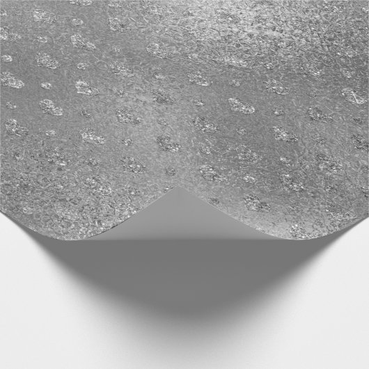 Silver Confetti Hearts Glitter Glam Vip Cadeaupapier (Hoek)