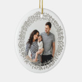 Silver Confetti Holiday Foto Kerstmis Keramisch Ornament (Rechts)
