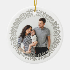 Silver Confetti Holiday Foto Kerstmis Keramisch Ornament