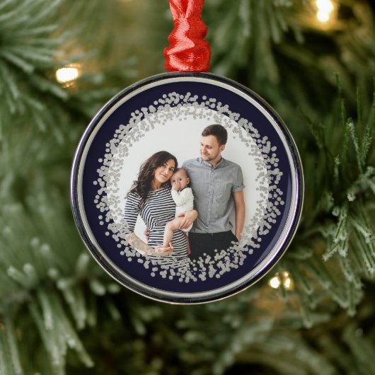 Silver Confetti: Kerstmis Metalen Ornament (Boom)