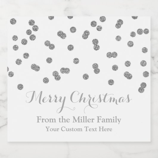 Silver Confetti Merry Christmas Beer Label Bier Etiket (Enkel label)