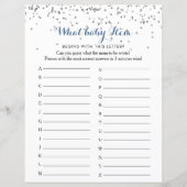 Silver Confetti Minimalist ABC Baby shower Game (Voorkant)