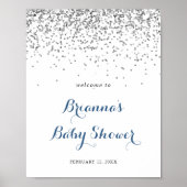 Silver Confetti Minimalist Baby shower Welkom Poster (Voorkant)