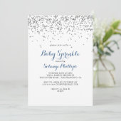 Silver Confetti Minimalist Baby Sprinkle Kaart (Staand voorkant)