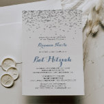 Silver Confetti Minimalist Bat Mitzvah Kaart<br><div class="desc">Deze zilveren confetti minimalistische bat mitzvah-uitnodiging is perfect voor een roestvrijvleermuis mitzvah. Het eenvoudige en elegante ontwerp kenmerkt zilveren confetti en klassieke fancy manuscripttypografie in blauw en zwart.</div>