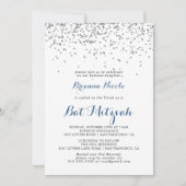 Silver Confetti Minimalist Bat Mitzvah Kaart (Voorkant)