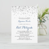 Silver Confetti Minimalist Bat Mitzvah Kaart (Staand voorkant)