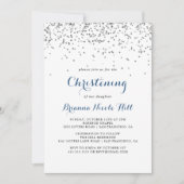 Silver Confetti Minimalist Christening Kaart (Voorkant)