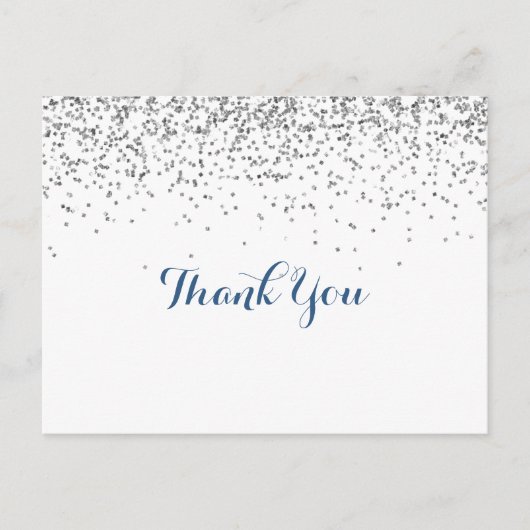Silver Confetti Minimalist dank u Briefkaart (Voorkant)
