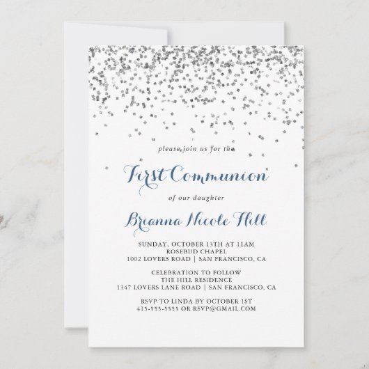 Silver Confetti Minimalist First Community Kaart (Voorkant)