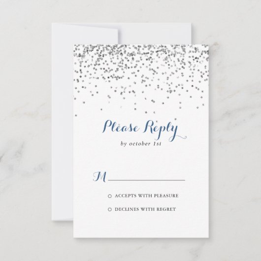 Silver Confetti Minimalistische RSVP (Voorkant)