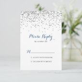 Silver Confetti Minimalistische RSVP Kaartje (Staand voorkant)