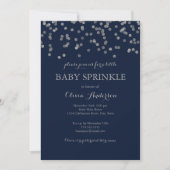 Silver Confetti Navy Baby Sprinkle Invitation Kaart (Voorkant)
