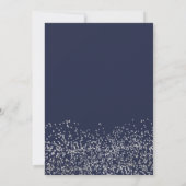 Silver confetti navy blue typografie bruiloft kaart (Achterkant)