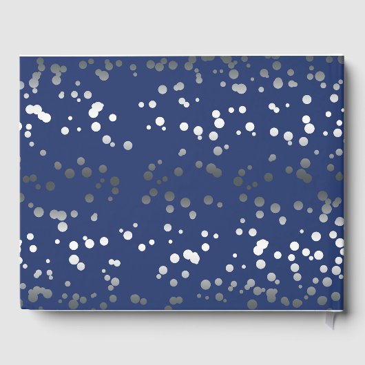 Silver Confetti Navy Elegant Bruiloft Gastenboek (Achterkant)