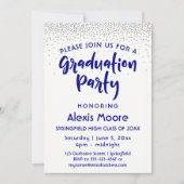 Silver Confetti & Navy Typografie Afstudeerder Par Kaart (Voorkant)