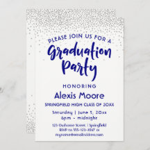 Silver Confetti & Navy Typografie Afstudeerder Par