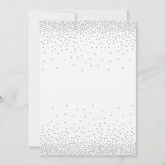 Silver Confetti & Navy Typografie Afstudeerfeest Kaart (Achterkant)