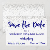 Silver Confetti Navy Typografie Save the Date 2b (Voorkant / Achterkant)