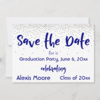 Silver Confetti Navy Typografie Save the Date 2b