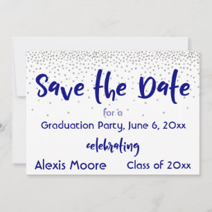 Silver Confetti Navy Typografie Save the Date 2b
