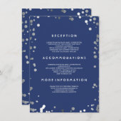 Silver Confetti Navy Wedding Details - Informatie Informatiekaartje (Voorkant / Achterkant)